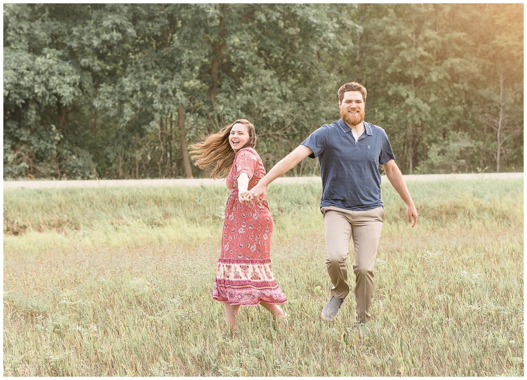 Couple dancing while in the meadow