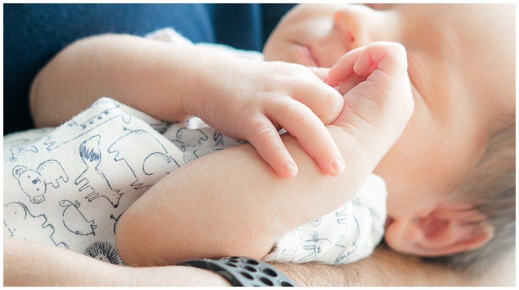 Details of newborn boy fingers in Westfield, Indiana
